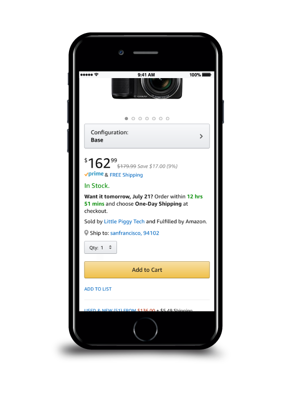 Sample of mobile web buy box treatment prime.